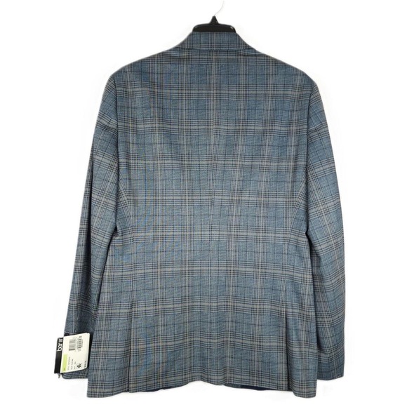 Bar III Men's Slim-Fit Stretch Knit Sport Coat Blue/Tan Plaid 36R NWT - Picture 3 of 4
